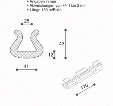 Nomapack U-Multishape, Typ 25-35 MS, 150m / Rolle