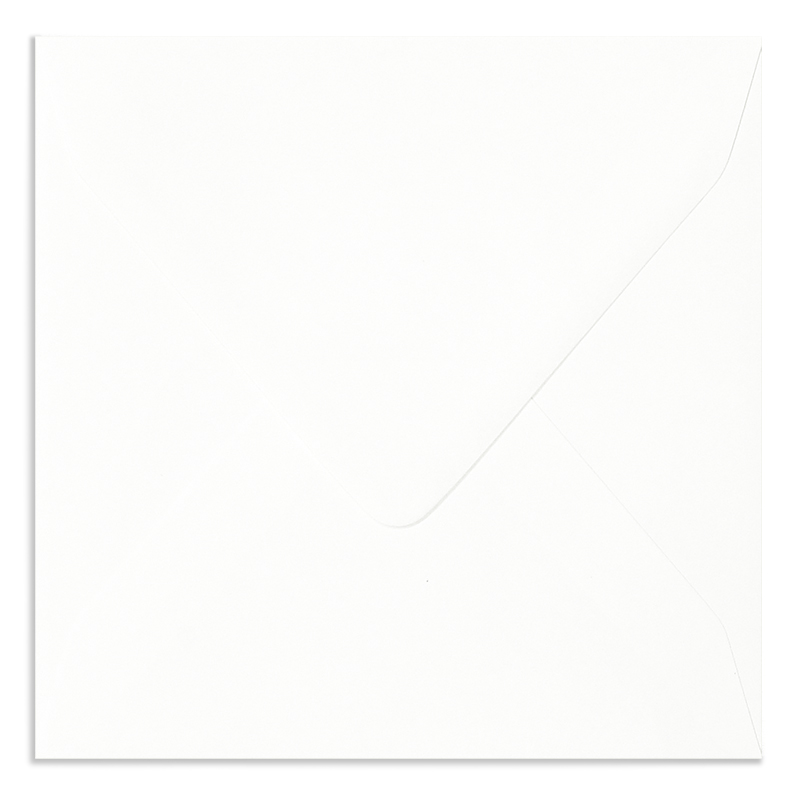 Briefumschläge, weiß naturweiß~140x140mm, 120g/m2 Baumwolle, ohne Fenster, Nassklebung, spitze Klappe, 100 Stück