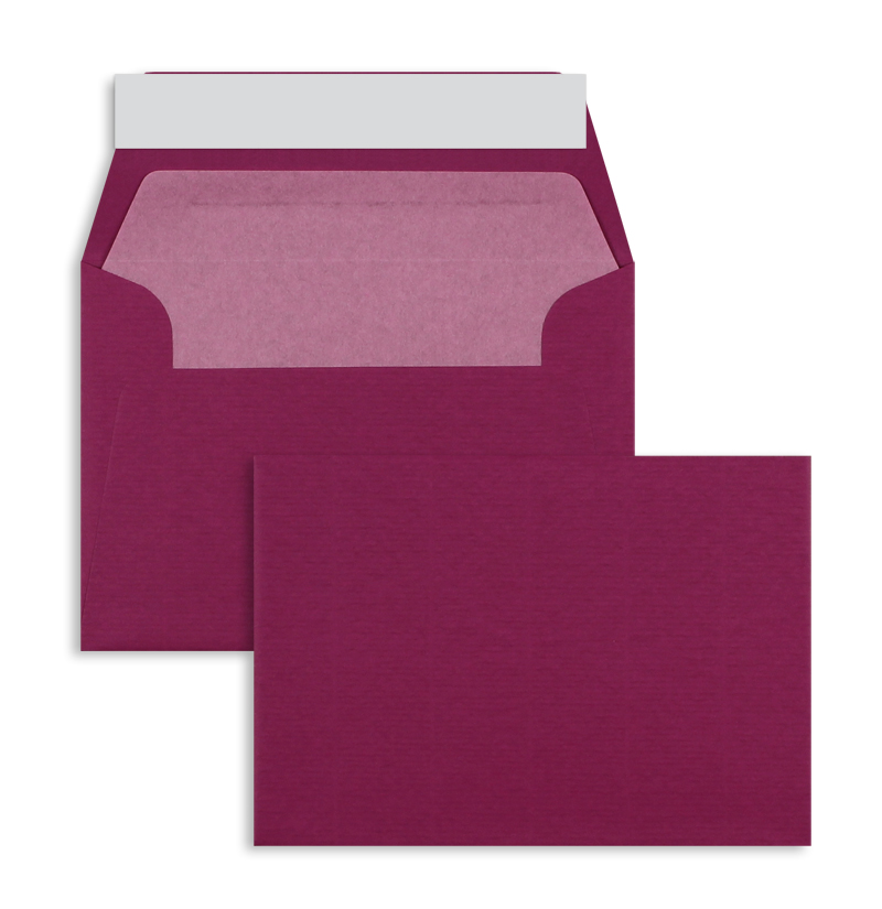 Briefumschläge violett Amarena~114x162mm DIN C6 100g/m2 gerippt Paperado ohne Fenster Haftklebung gerade Klappe 100 Stk.