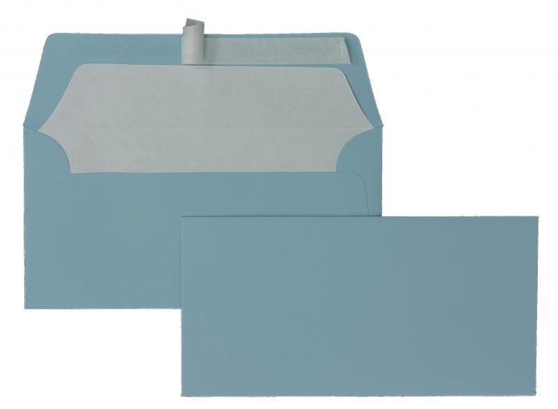 Briefumschläge blau Aqua~110x220mm DIN Lang 100g/qm gerippt Paperado ohne Fenster Haftklebung gerade Klappe 100 Stk.