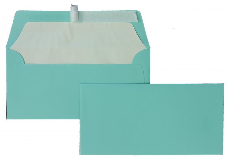 Briefumschläge blau Karibik~110x220mm DIN Lang 100g/qm gerippt Paperado ohne Fenster Haftklebung gerade Klappe 100 Stk.