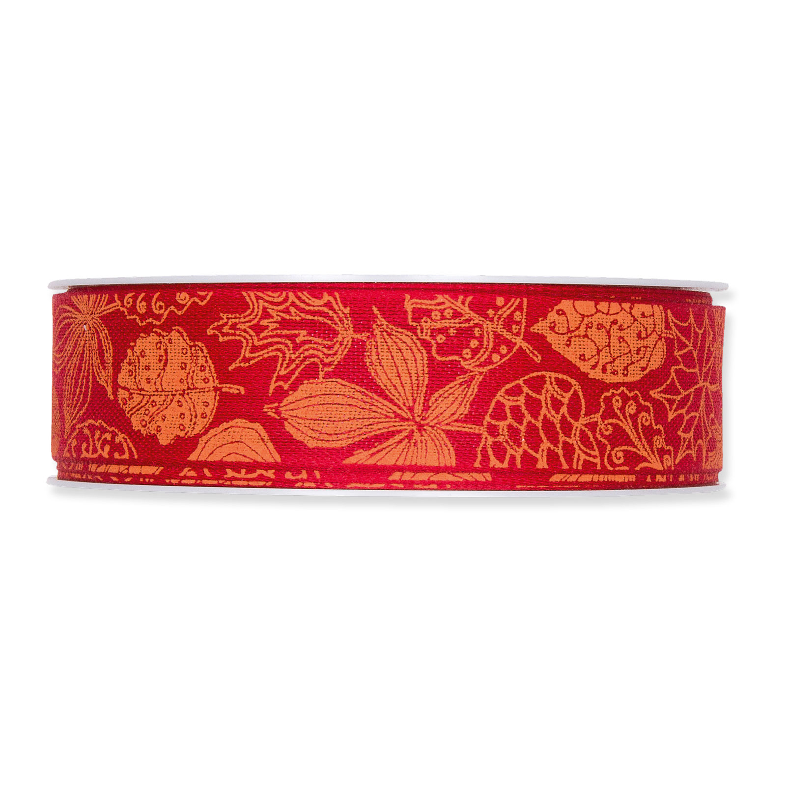 Geschenkband Blätter rot/orange, 25mmx18m